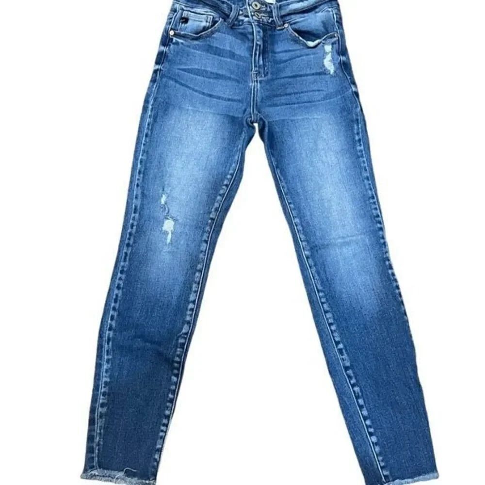 Kancan Estilo High rise Distressed Tapered Leg Jeans Size 5